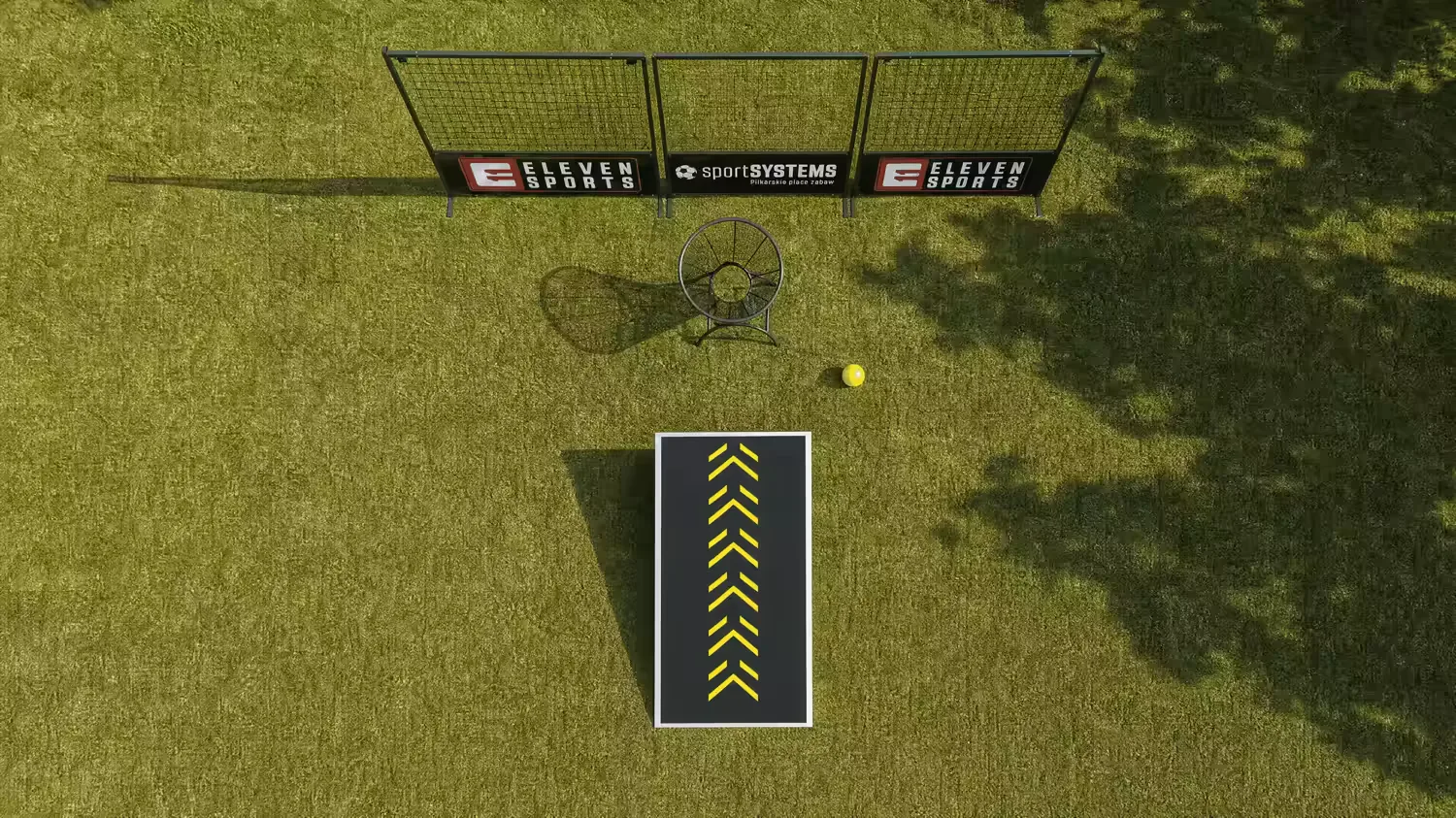 Basket Goool - widok z lotu ptaka na rampę, kosz i piłkochwyt